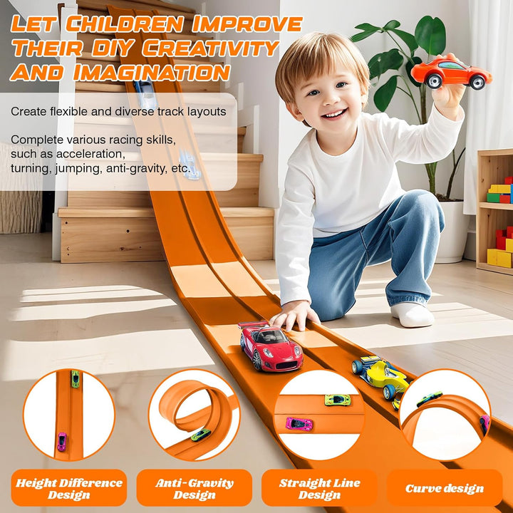 Flexible Race Car Track - Juego de iniciación de 15 pies con ventos...