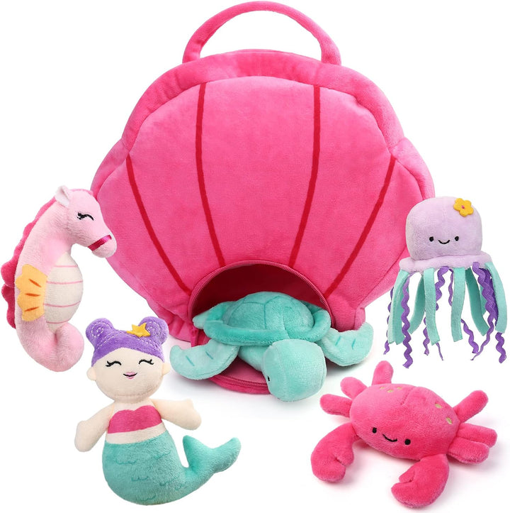 BenBen Paquete de 5 animales de peluche del océano, juguetes de pel...