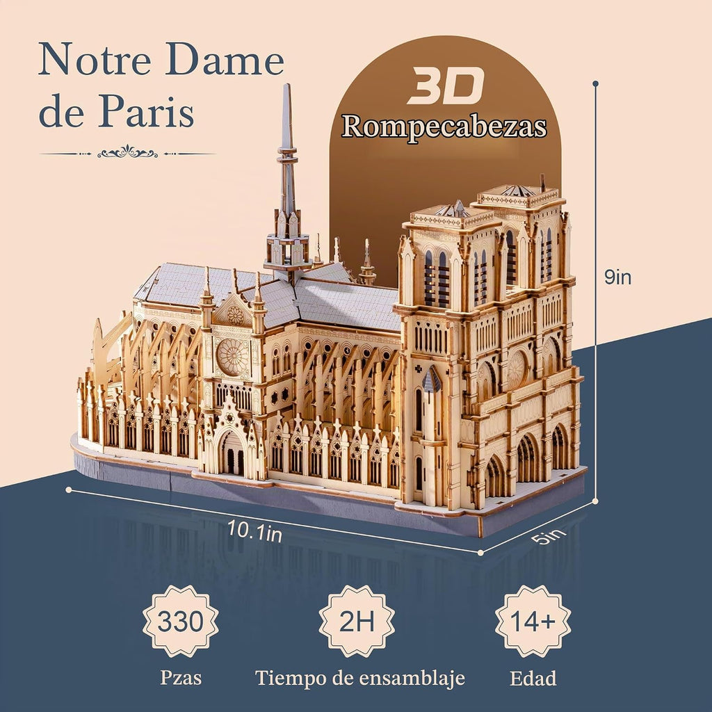 Rowood Rompecabezas 3D para adultos, arquitectura de madera, kit de construcción para adultos, colección de catedral y castillo de Notre-Dame de París, cumpleaños para mujeres amigas
