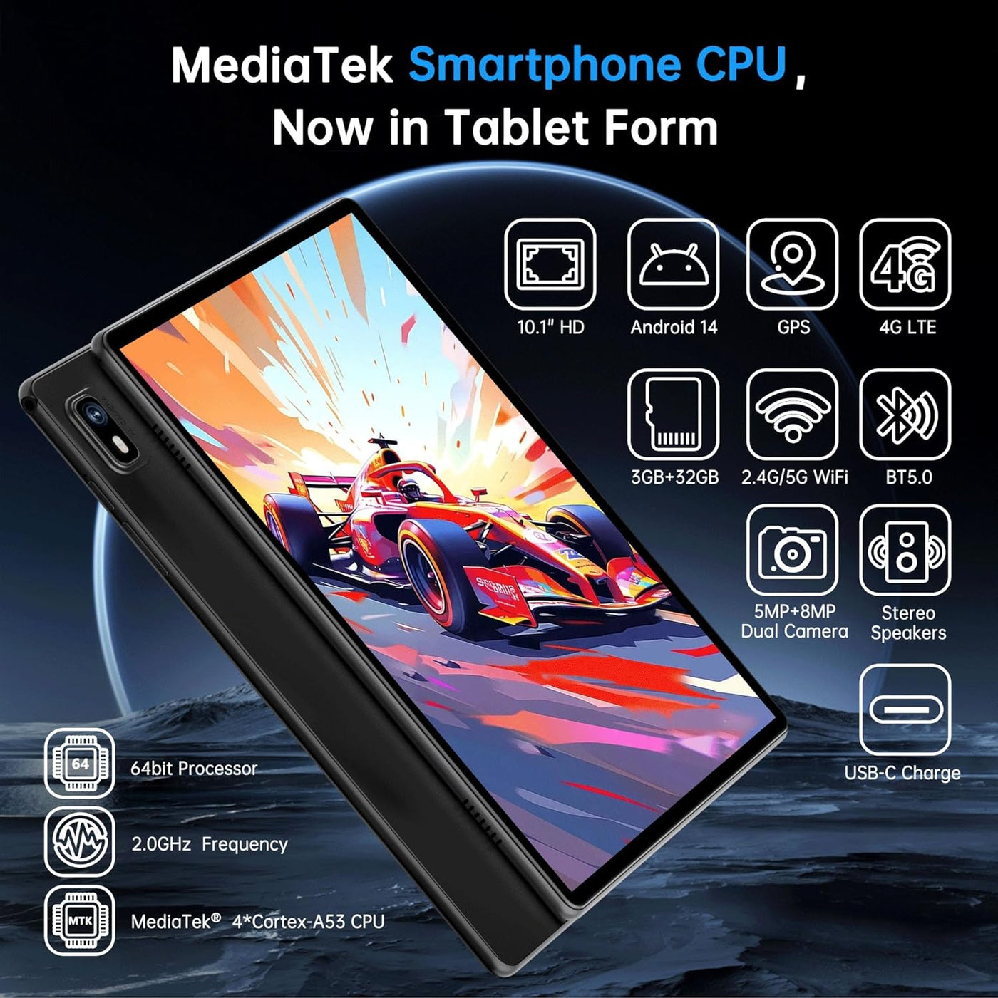 Topsand Tableta Android 14 con ranura para tarjeta SIM, tabletas ce...