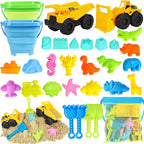Juguetes de playa con 2 camiones, cubos plegables para niños de
