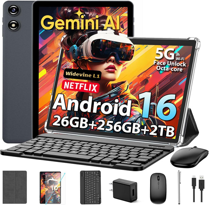 Tablet Android 2026 con teclado, tableta Android 16 mejorada con 26...