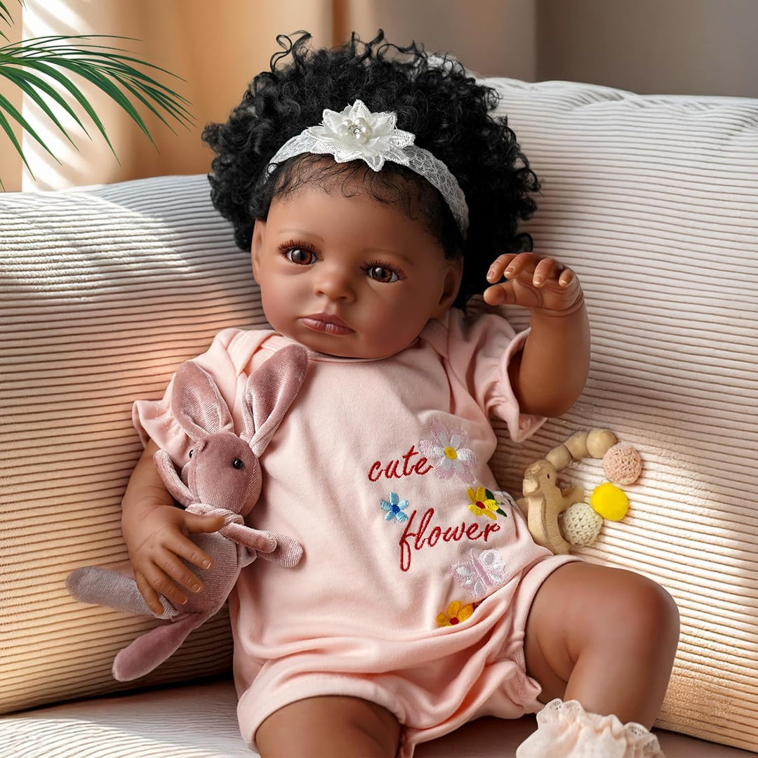 BABESIDE Muñecas de bebé negras, muñeca de bebé realista de 20 pulg...