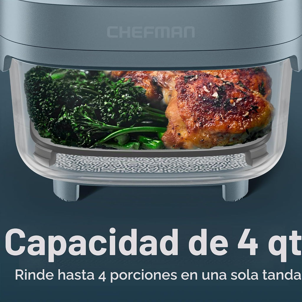 Chefman Crisp n' Go - Freidora de aire de vidrio de 4 cuartos de galón