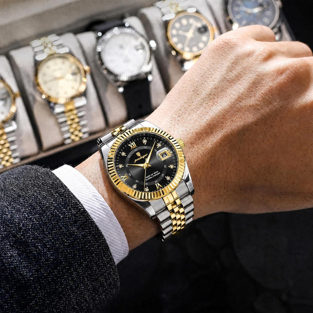 Reloj de vestir de cuarzo analógico de acero inoxidable para hombre