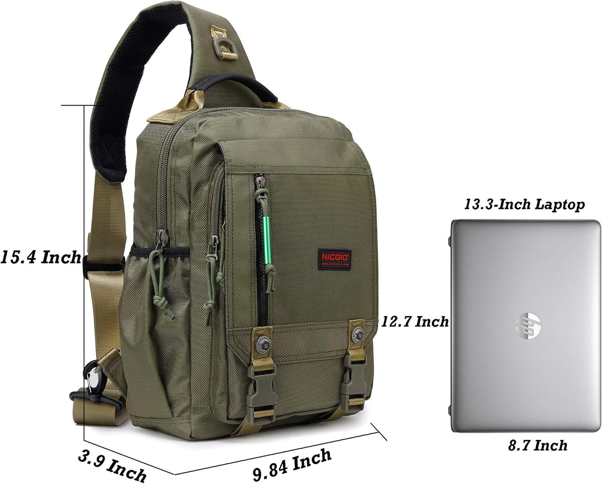 NICGID Bandoleras de hombro en el pecho, mochila para laptop, bolsa de mensajero cruzada para viajes al aire libre, hombres y mujeres