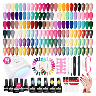 VANREESA Kit de esmalte de uñas de gel con luz UV, 53 piezas, juego...