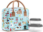Fit & Fresh Bolsa de almuerzo aislada para mujer, caja grande a prueba de fugas y resistente a las manchas con contenedores, cierre de cremallera, Bloomington, tema de perros