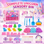 Cubo sensorial de unicornio para niños, kit de arte de arena mágica regalos