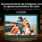ApoloSign Marco de fotos digital con luz de neón de 14 pulgadas, calendario digital de escritorio, programación de sincronización automática a través de la aplicación Frameo, pantalla táctil FHD de 2 K, LED que cambia de color | Comparte fotos y videos al