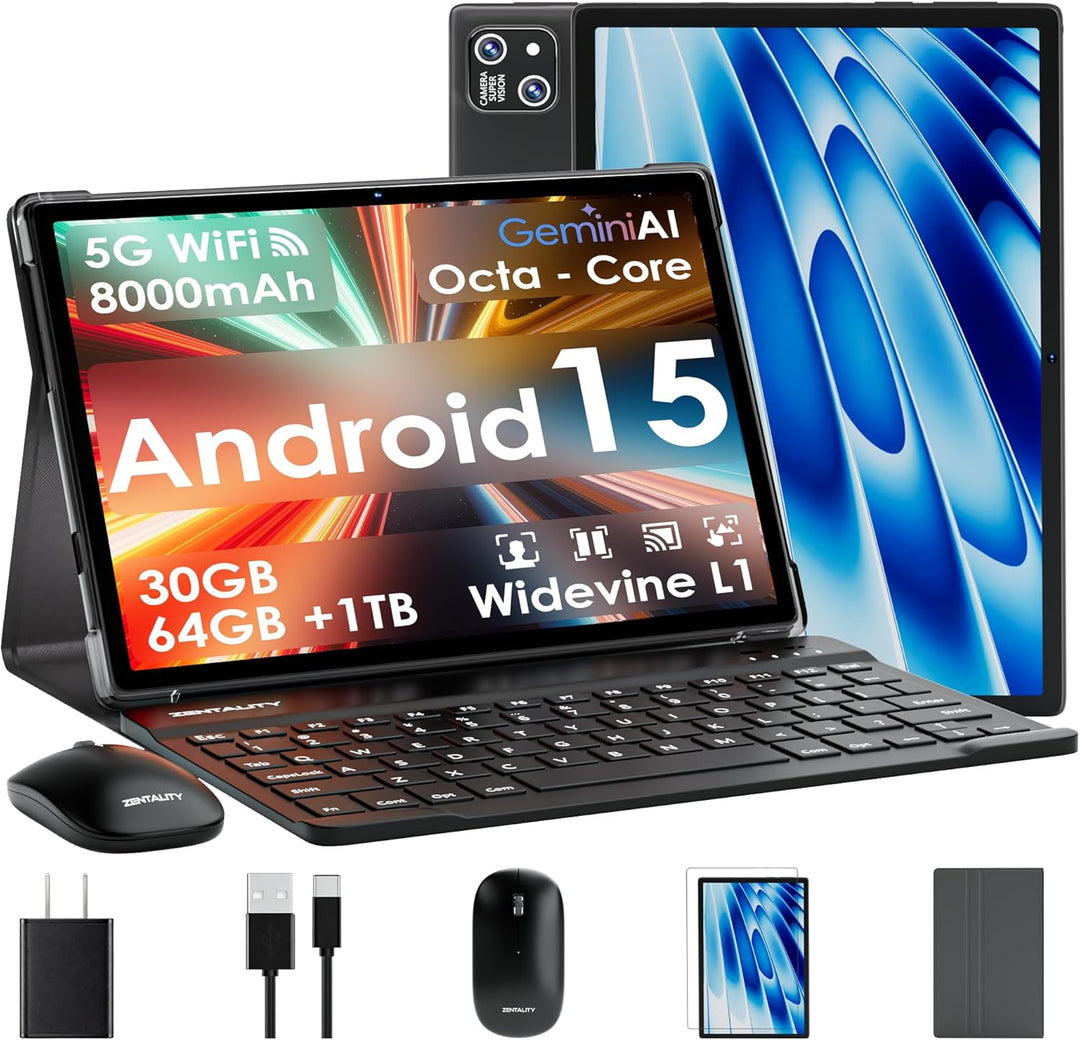 Tablet 2026 de 10 pulgadas Android 15 con teclado de 30 GB de RAM +...