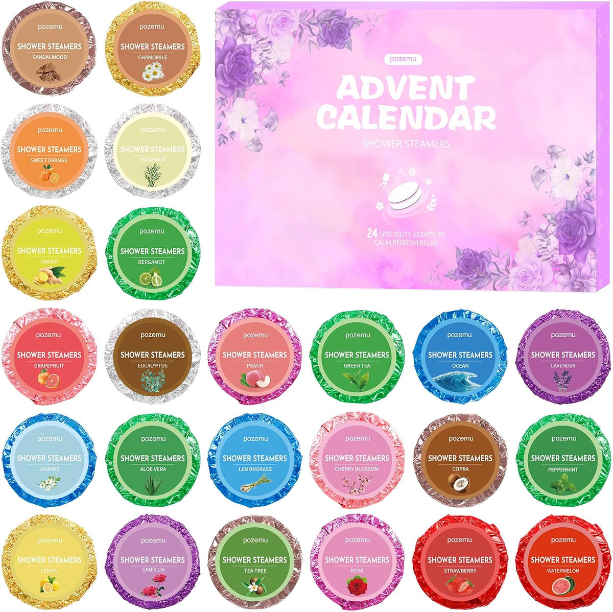 Paquete de 24 vaporizadores de ducha calendario de Adviento 2026