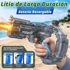 Pistola de agua eléctrica para niños y adultos – Lanzador de agua automático con batería recargable, luces LED, potente pistola de chorro de largo alcance de 26 pies, juguete de agua de playa para