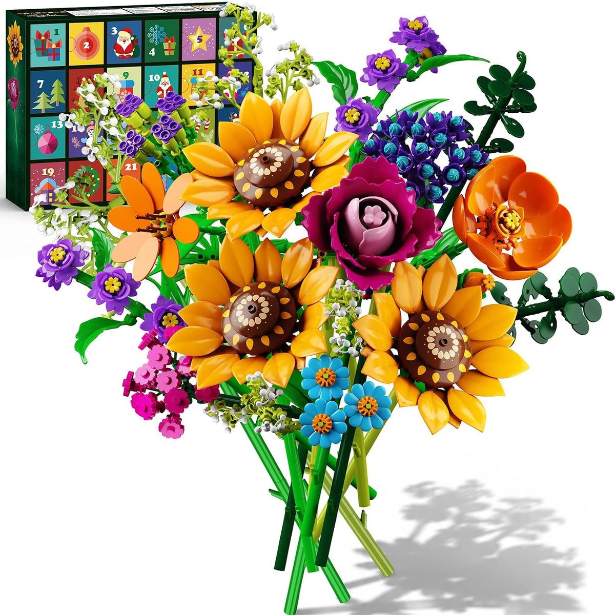 HOGOKIDS Calendario de Adviento de Navidad, ramo de flores silvestres