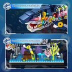 Juego de bloques de construcción de tiburón, juguetes mecánicos giratorios de tiburón, regalos de cumpleaños para niños y niñas a partir de 6 años, diseño de peces de tiburón, decoración de oficina en casa