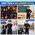 Skirfy Kit de Disfraz de Policía de 16 Piezas para Niños, Disfraz de Oficial de Policía para Niños, Kit de Rol de Disfraz de Policía para Niños, Disfraz de Halloween para Niños