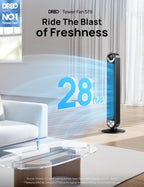 DREO Ventilador de torre para dormitorio, velocidad de CC mejorada...