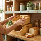 Paquete de 2 cubos de almacenamiento apilables de bambú, contenedores apilables de frente abierto para encimera, cesta organizadora de 2 niveles con asa, contenedor de alimentos y frutas para gabinete, cocina, estudio, oficina