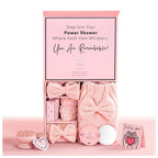 Juego de regalo de ducha eléctrica para adolescentes y universitarias, regalo de cumpleaños, cuidado personal, accesorios de baño esenciales universitarios con toallas, diadema, pulseras y esponja facial (fresco en rosa)
