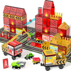 Juego de camiones de bomberos con azulejos magnéticos