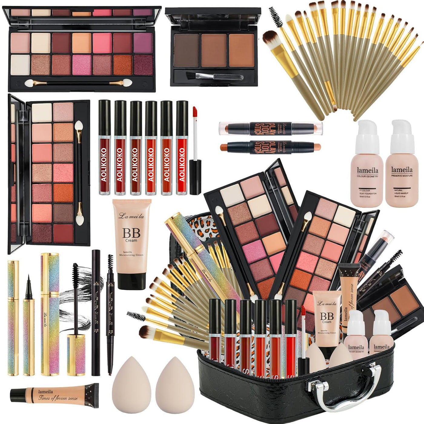 Kit completo de maquillaje todo en uno para mujeres, incluye paleta...