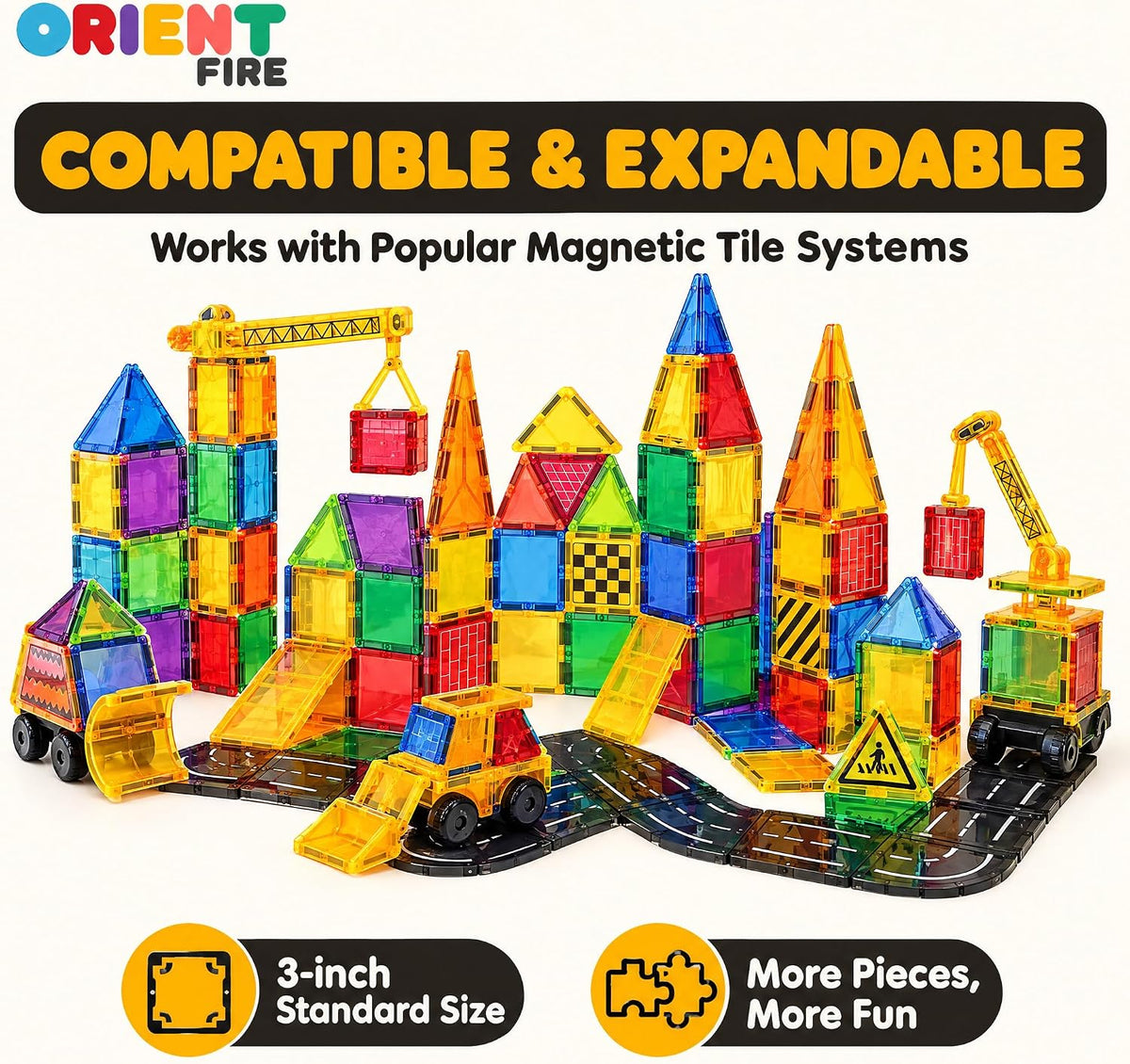 Juego de construcción de azulejos magnéticos, 90 piezas STEM juguetes de