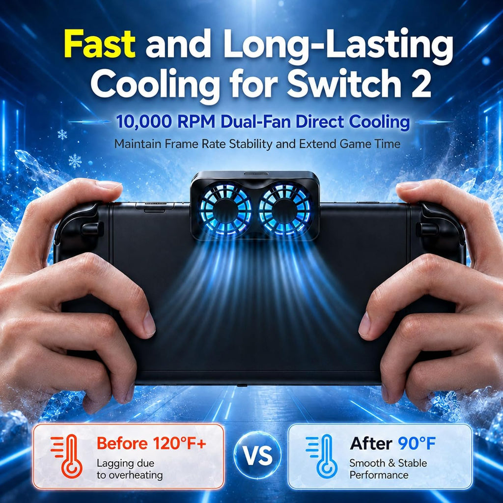 Tongzhuo Ventilador Refrigerante para Nintendo Switch 2, Enfriamiento Rápido, Dos Velocidades Ajustables (Algunas Ruidos de Aire Durante la Operación y ¡Se Debe Quitar la funda al Usar!)