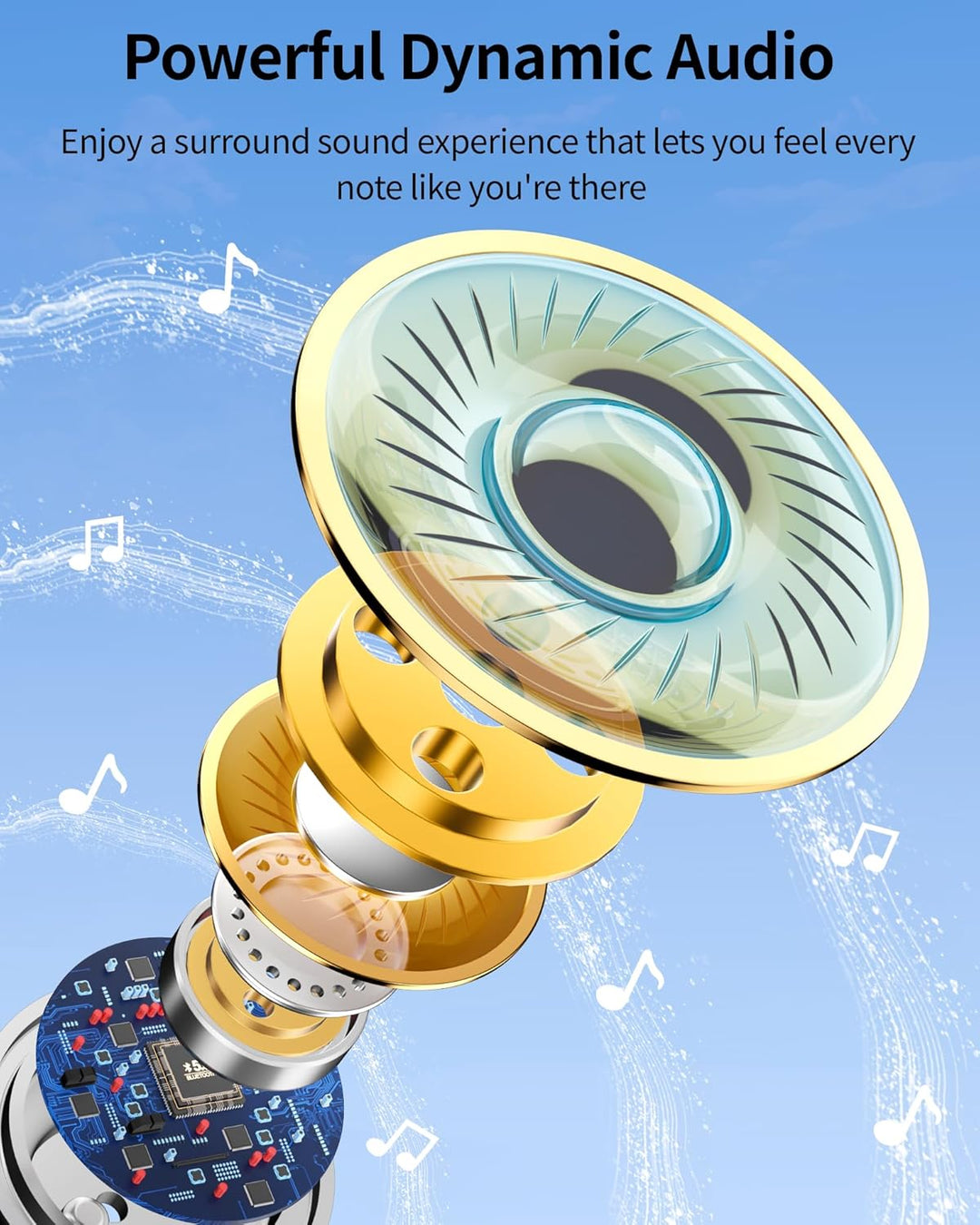 PocBuds - Auriculares Bluetooth inalámbricos con 80 horas de reprod...