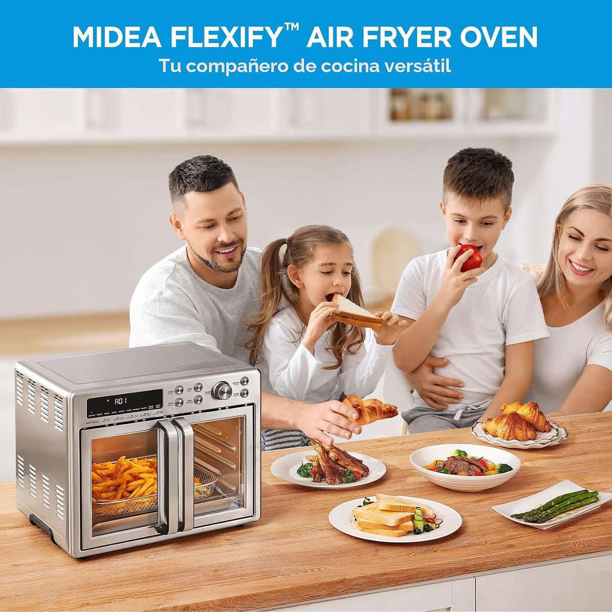 Midea Flexify Classic French Door Tostador Horno Freidora Combo, 26.4 cuartos de galón