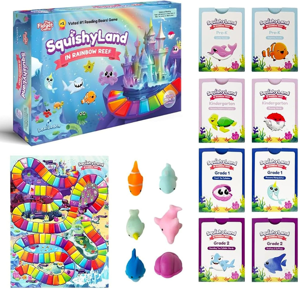 Fidget Game SquishyLand en Rainbow Reef Board Game, Pre-K a 2nd Grade