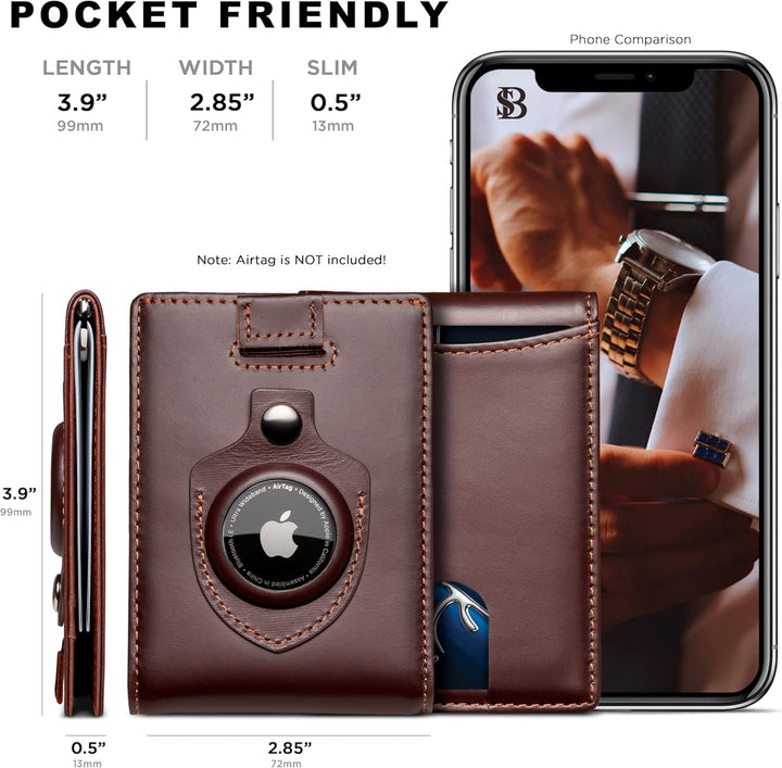 SERMAN BRANDS RFID Blocking Slim Bifold Genuine Leather Minimalist...