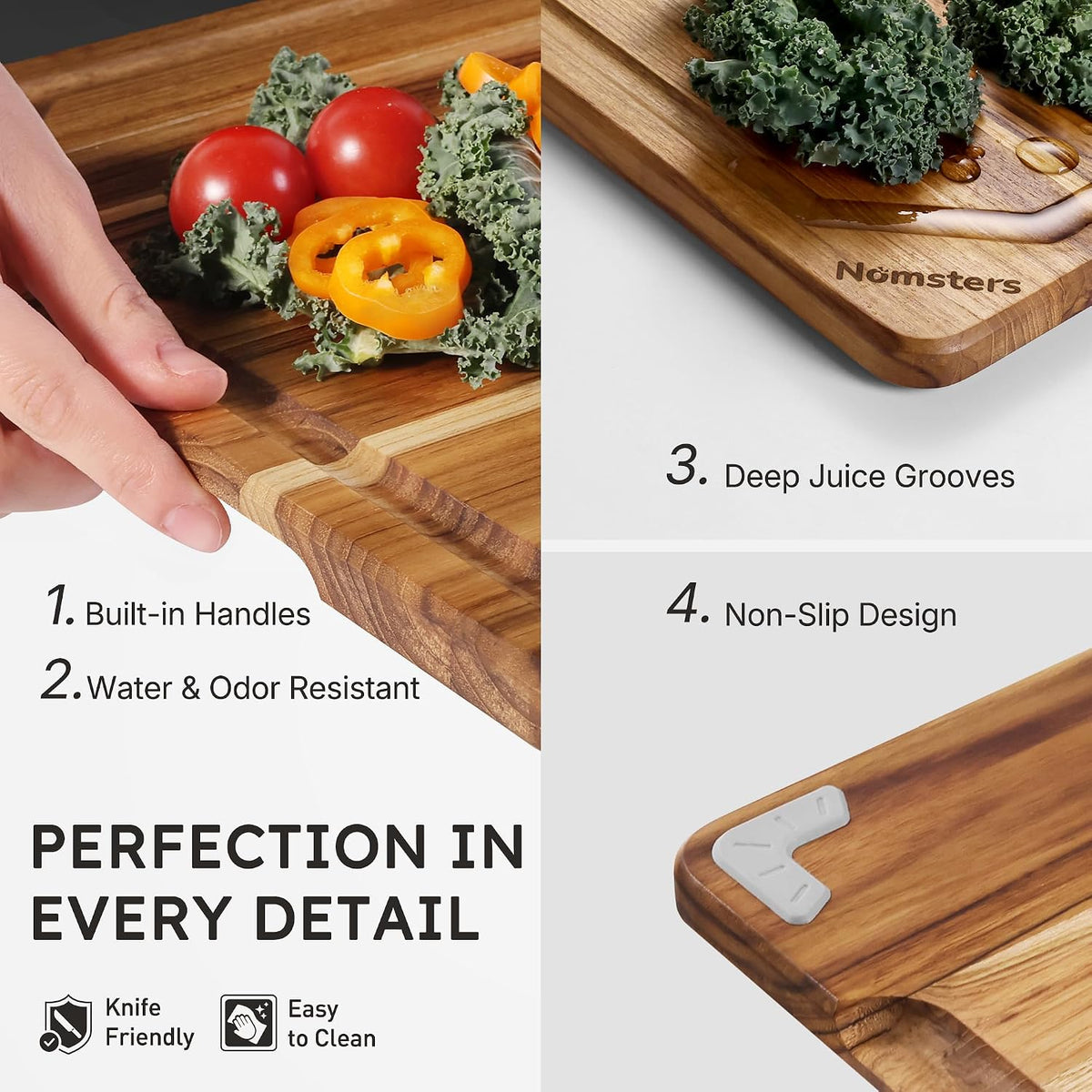 Tabla de cortar de madera de teca para cocina Tablero de charcutería