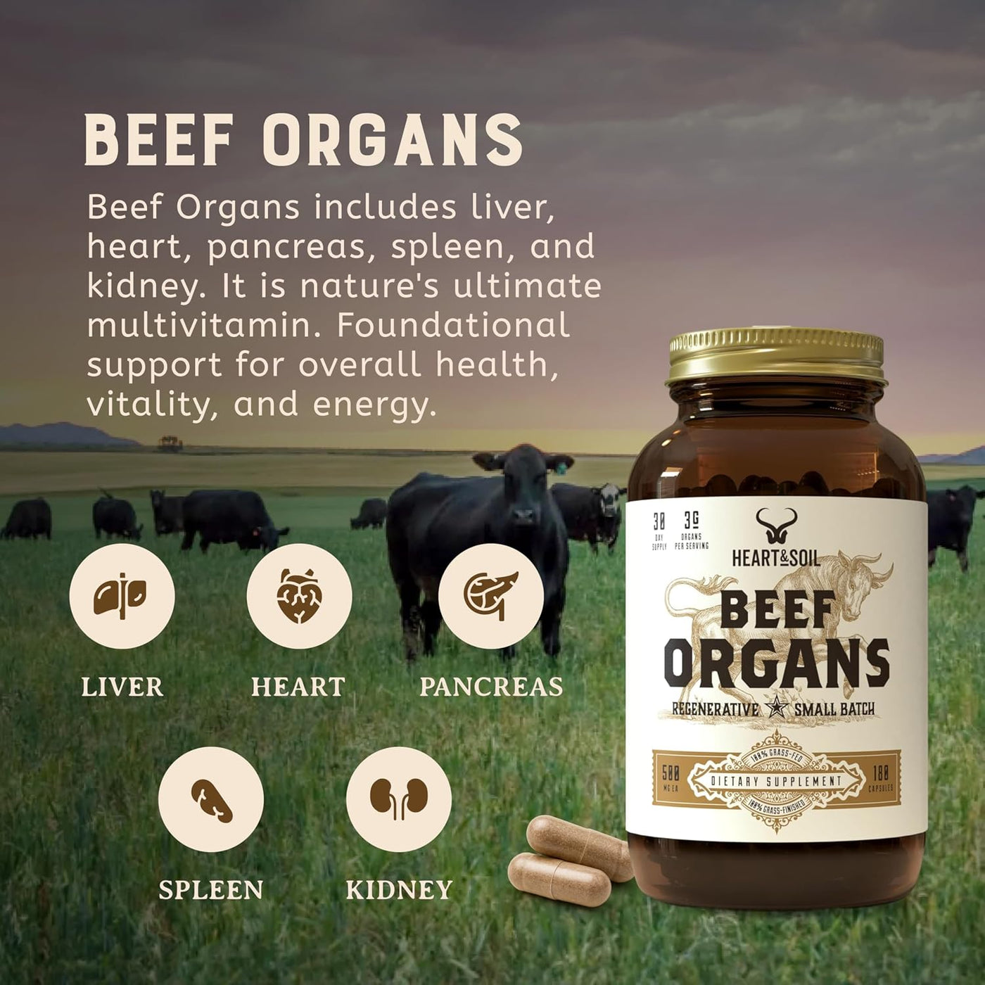 HEART &amp; SOIL \u2013 100% Órganos de res alimentados con pasto y...