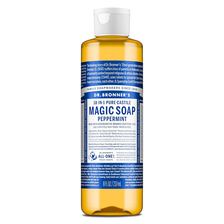 Dr. Bronner's - Jabón líquido mágico puro de Castilla (menta, 8...