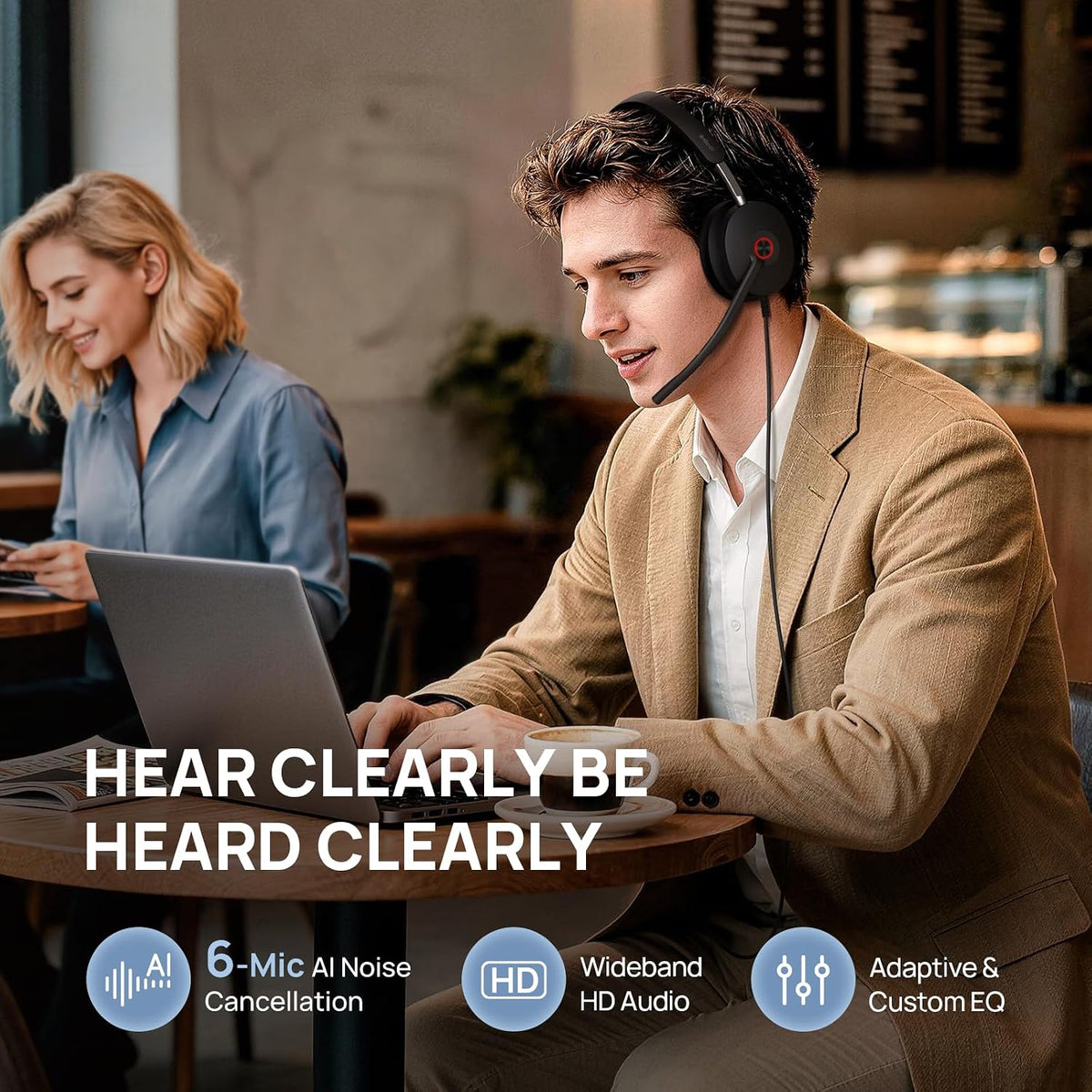Yealink Auriculares con cable UH48 SE ANC, USB-C/A, controles en línea, 6