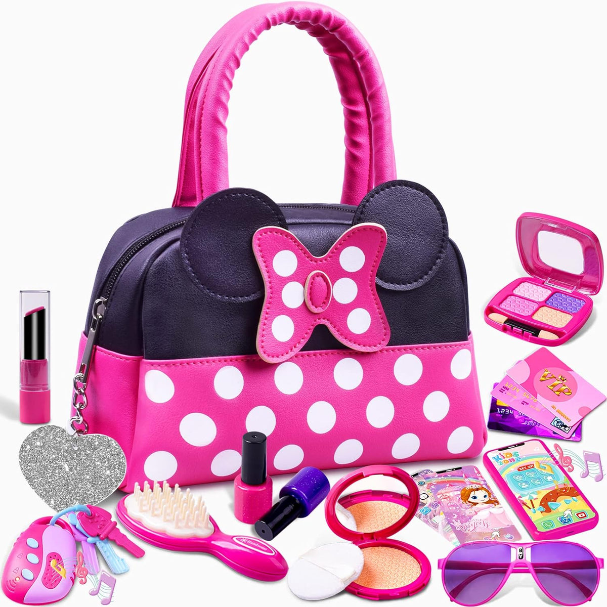 Kaodezhu - Bolso de juego para niñas pequeñas, juego de maquillaje de
