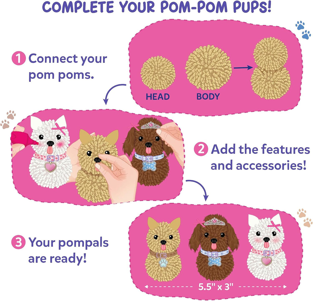 Skillmatics PomPals Puppies - Kit de arte y manualidades de bricolaje