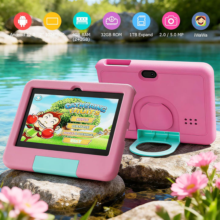 Tablet Android de 7 pulgadas con estuche, 4GB RAM 32GB ROM 1TB expa...
