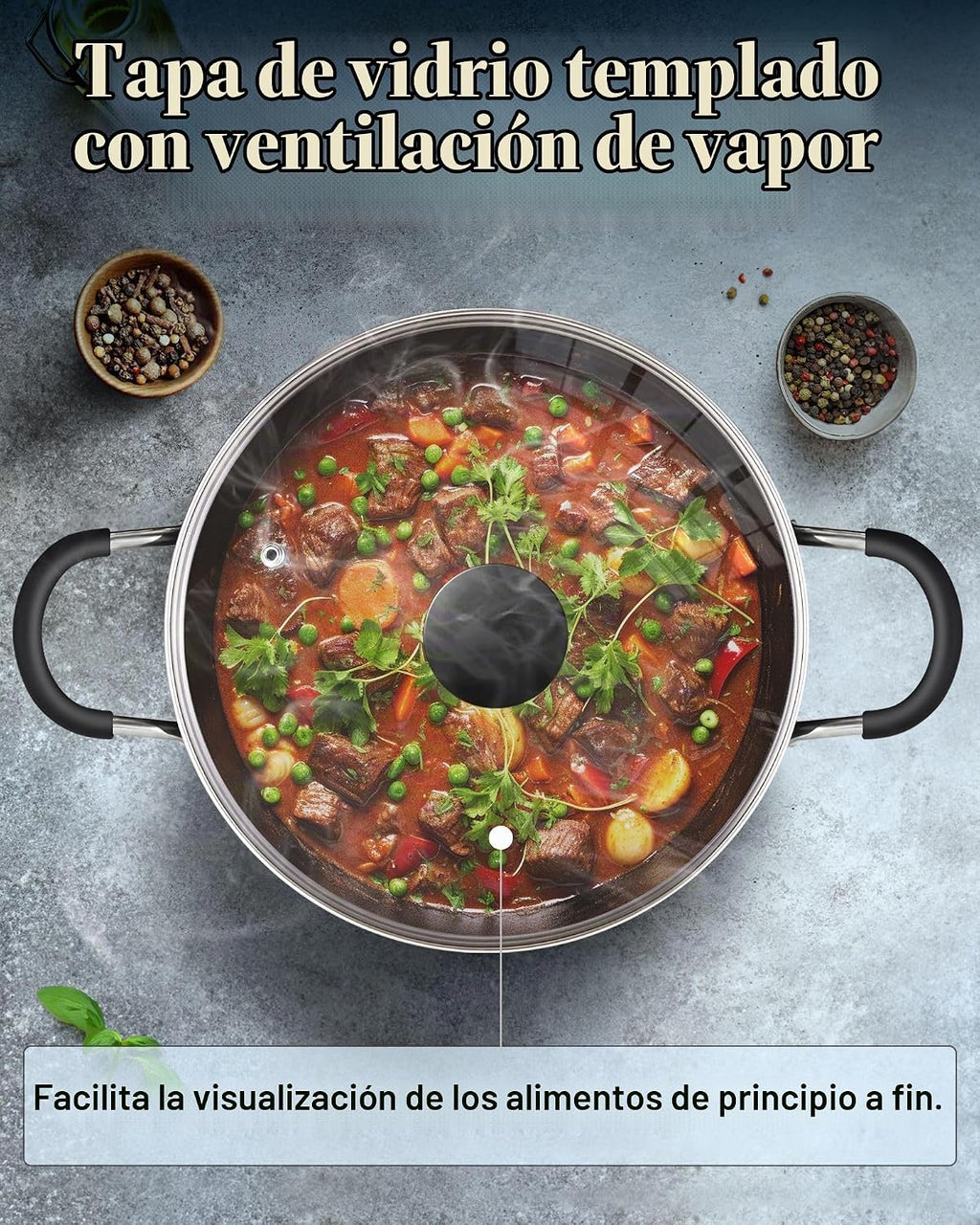 Cook N Home Olla antiadherente de 8 cuartos con tapa, ollas grandes para