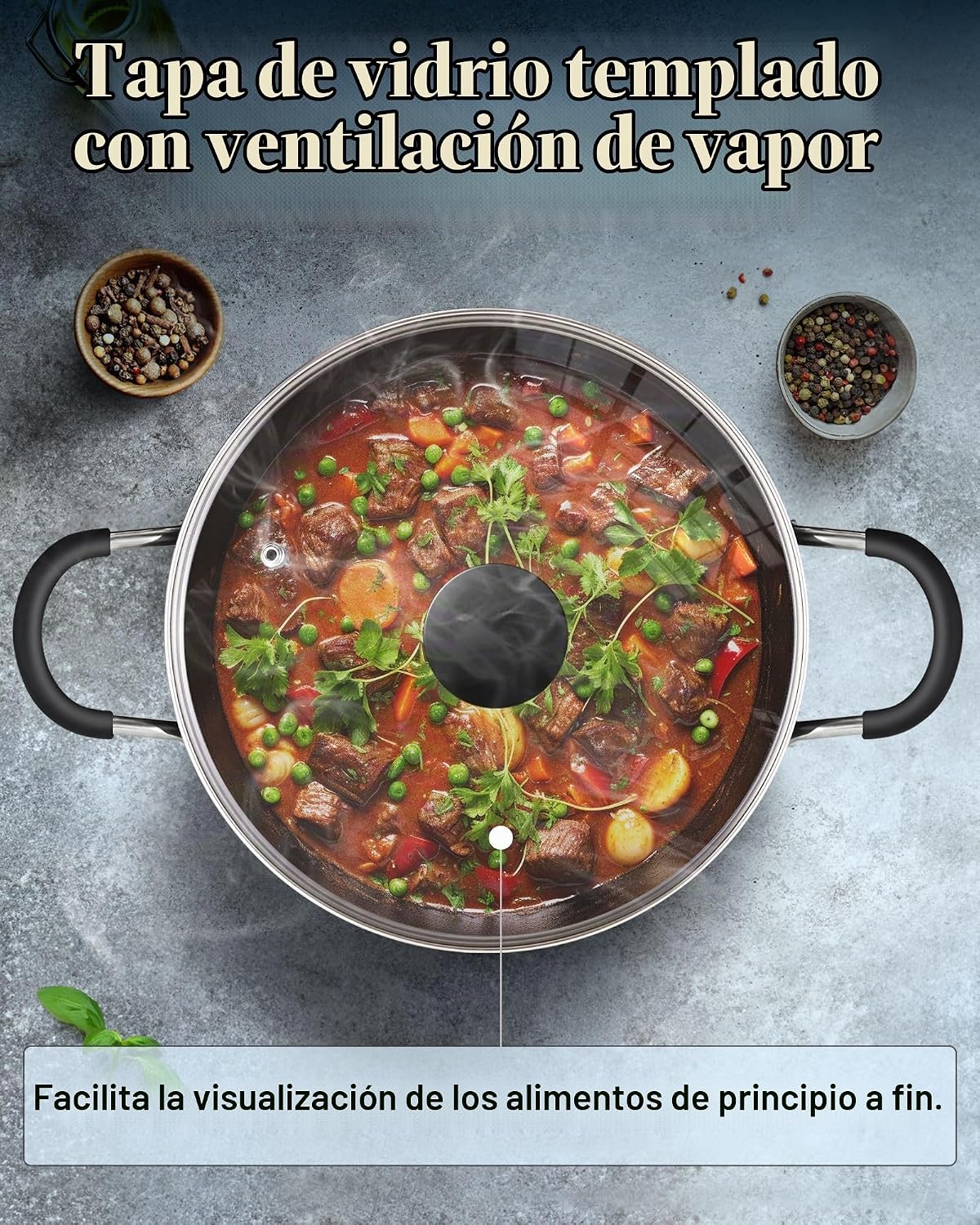 Cook N Home Olla antiadherente de 8 cuartos con tapa, ollas grandes para