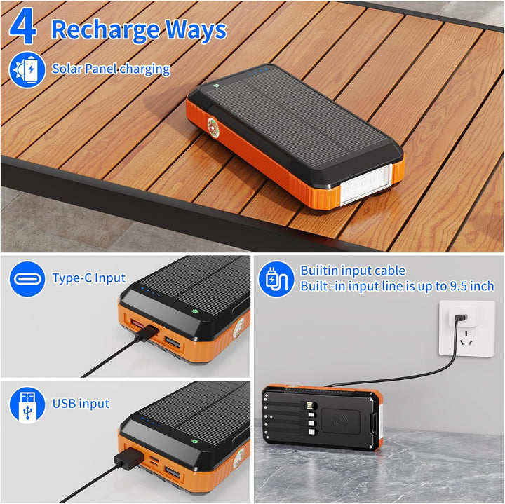 Cargador solar de 49800 mAh, carga portátil para teléfono incorpora...