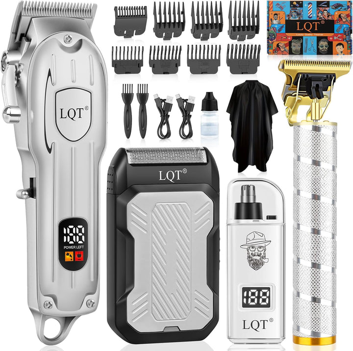 Cortapelos para hombres con pantalla LED, kit de aseo inalámbrico d...