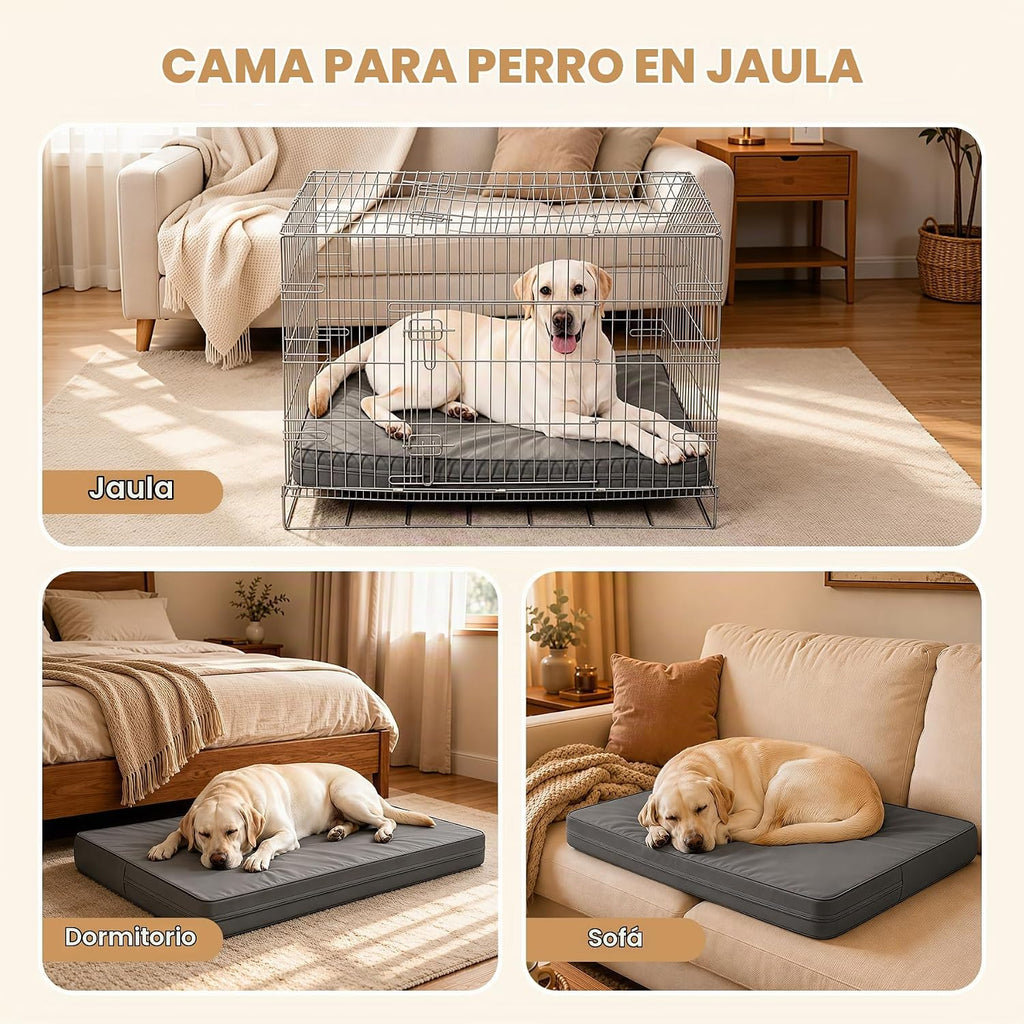 Cama impermeable XL para perro al aire libre Colchón grande para jaula 42" Lavable Cuero limpiable