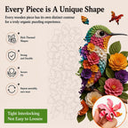 Rompecabezas de madera para adultos, rompecabezas florales de colibrí para adultos, 200 piezas, rompecabezas de madera únicos en forma de animal, divertido rompecabezas desafiante, regalo
