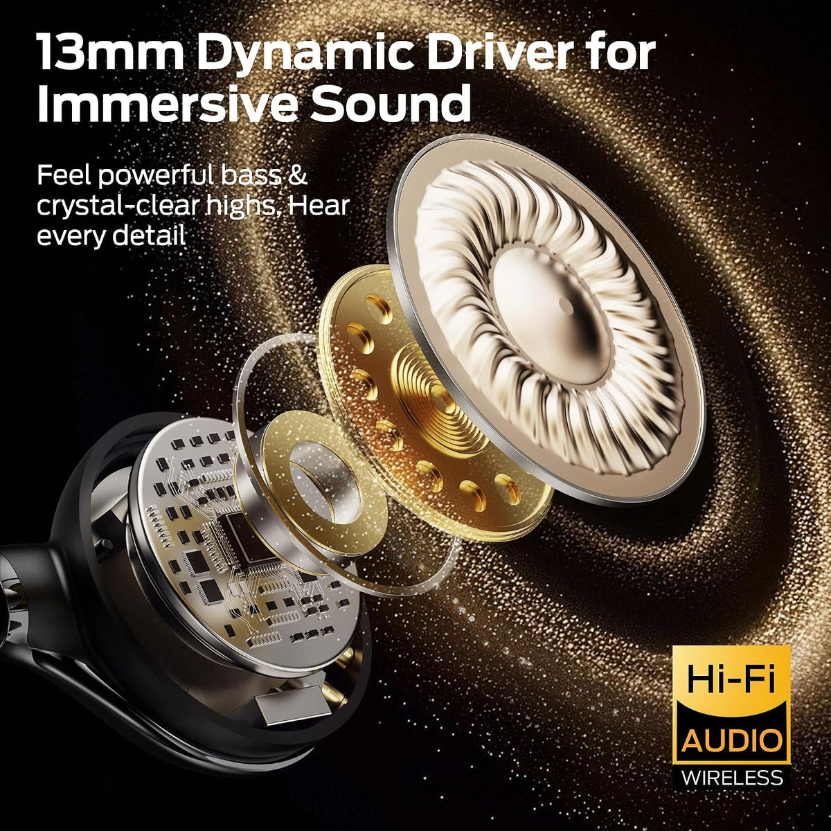 Monster AC225 - Auriculares de oído abierto, sonido estéreo, auriculares Bluetooth 6.0 de oreja abierta, auriculares ligeros y cómodos con clip con micrófono ENC para llamadas claras
