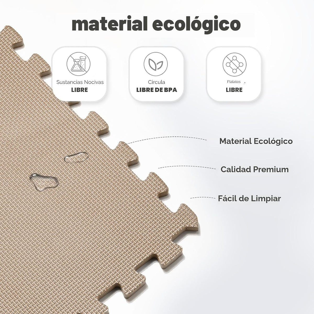 Tapete de espuma EVA, estilo rompecabezas, baldosas conectables, para equipo de entrenamiento en casa y áreas de juego infantil, 24 x 24 x ½ pulgadas (marrón, 12 unidades, 48 pies cúbicos)