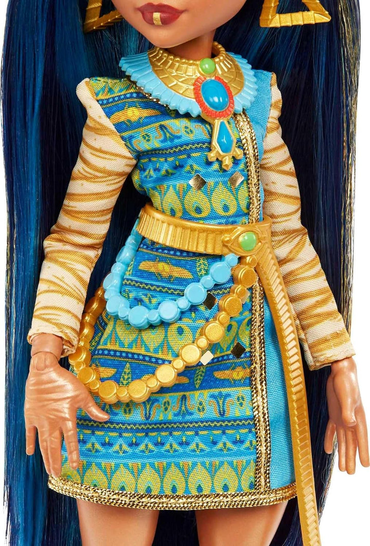 Muñeca Monster High, Cleo de Nile con cabello azul con rayas en loo...