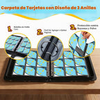 Carpeta de tarjetas para tarjetas de Pokémon, carpeta de 9 bolsillos para 900 tarjetas con 50 fundas extraíbles, 3 anillos con cremallera, estuche para tarjetas TCG, MTG, colección de tarjetas
