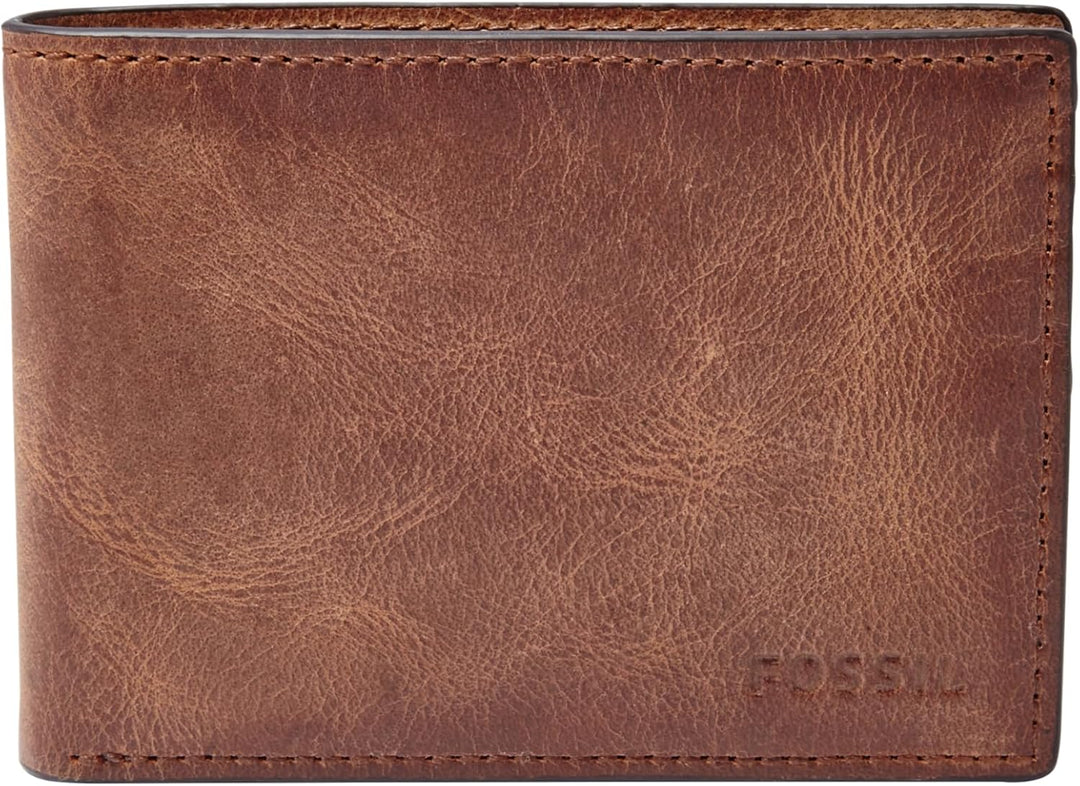 Fossil Billetera de cuero delgada minimalista plegable con bolsillo...