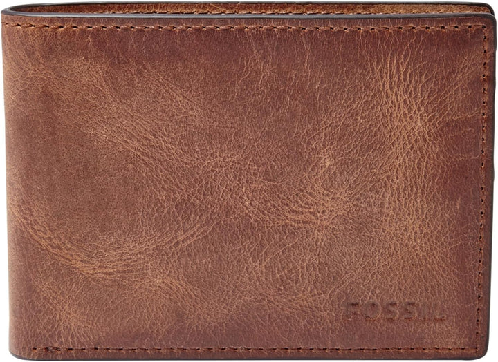 Fossil Billetera de cuero delgada minimalista plegable con bolsillo...